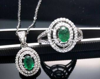 emerald ring and pendant
